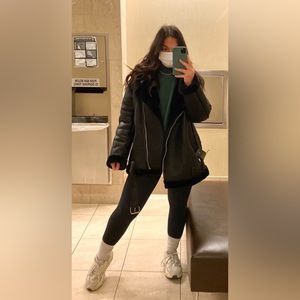 PLT Faux Leather Aviator Jacket